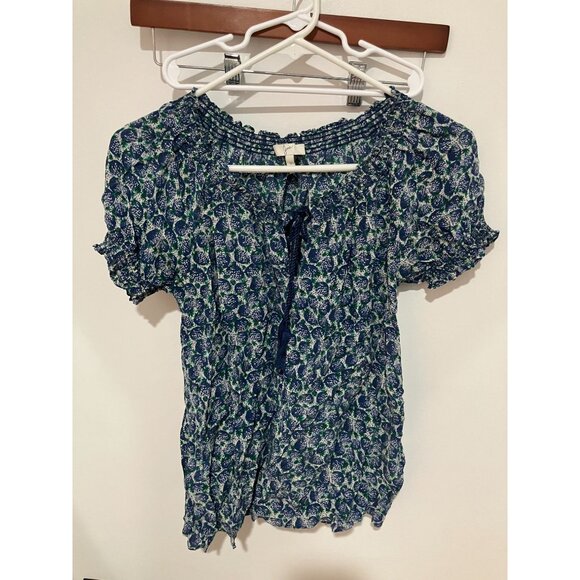 Joie Anthropologie Women's Pineapple Silk Blouse, Blue, Small - Picture 1 of 3